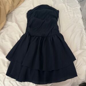 Elegant Navy Blue Strapless Dress